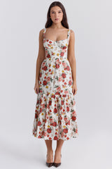 italian rose print cotton midi sundress