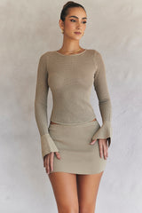 taupe knit mini skirt