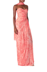 Draped Chiffon Gown with Scarf