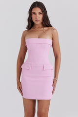 cotton candy strapless mini dress