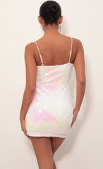 Iridescent Bodycon Dress in White