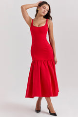 scarlet dropped waist midi dress