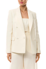 Double-Breasted Tuxedo Jacket - Silk White
