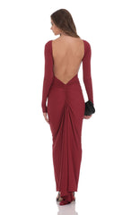 Bodycon Open Back Dress in Maroon