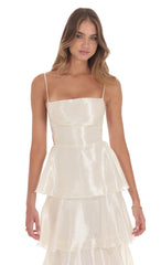 Crinkle Sheen Maxi Dress in Deep Cream