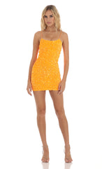 Sequin Bodycon Dress Orange