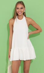 Crepe Halter Neck Dress in White