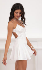 Ruched A-line Dress in Glossy White