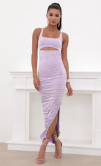 Ruched Cutout Maxi in Lilac