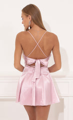Draped A-Line Dress in Pink