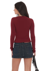 Double Twist Top in Burgundy