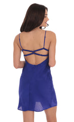 Satin Open Back Dress in Royal Blue