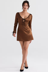 copper satin mini dress