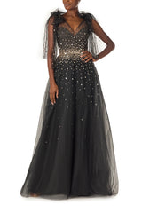 Gown with Bow Shoulder Ties