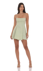 Jacquard Fit and Flare Dress in Sage