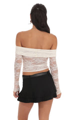 Lace Off Shoulder Top in Ivory