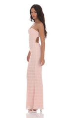 Smocked Strapless Maxi Dress in Pink