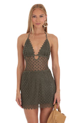 Cut Out Dress in Green