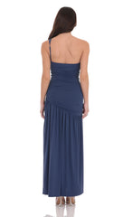 One Shoulder Drop Waist Maxi Dress in Navy