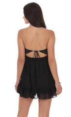 Babydoll Polka Dot Bust Dress in Black