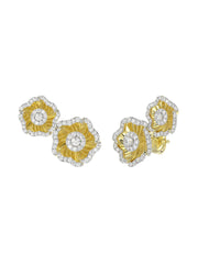 Halo Flower Yellow Gold Earrings