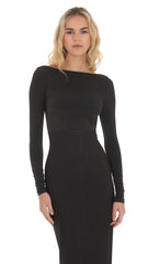 Bodycon Open Back Maxi Dress in Black
