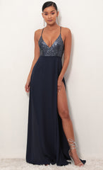 Matte Navy Sequin Maxi Dress