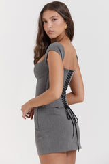 grey a-line mini skirt