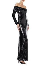 Off the Shoulder Sequin Gown
