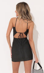 Halter Dress in Black Sparkle