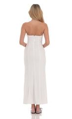 Mesh Strapless Maxi Dress in White