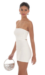 Back Cutout Strapless Dress in White