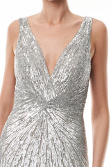 Shimmering Silver Tulle Gown