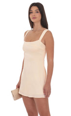 Satin Shift Dress in Cream
