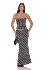 Plaid Maxi Skirt in Black