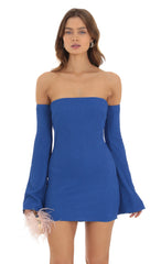 Knit Bell Sleeve Dress in Blue