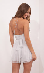 Plunge A-Line Dress in Silver