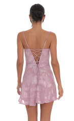 Textured Floral A-line Dress in Lilac