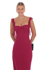 Tassel Strap Maxi Dress in Magenta