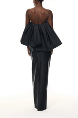 Noir Bow-Draped Column Gown