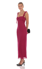 Tassel Strap Maxi Dress in Magenta