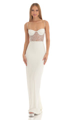 Shimmer Maxi Dress in White