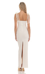 Shoulder Ties Maxi Dress in White