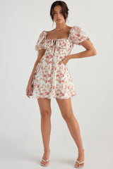 rose print mini dress