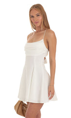 Draped A-Line Dress in White