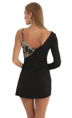 Asymmetrical Crepe Dress in Black