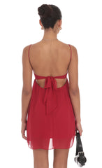 Chiffon Babydoll Dress in Slate Crimson Red