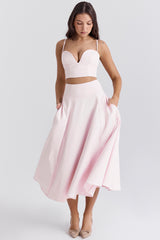 ballerina pink a-line midi skirt