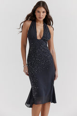 midnight embellished midi dress