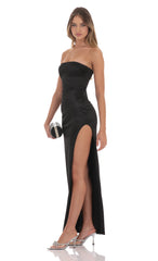 Satin Strapless Dress in Black